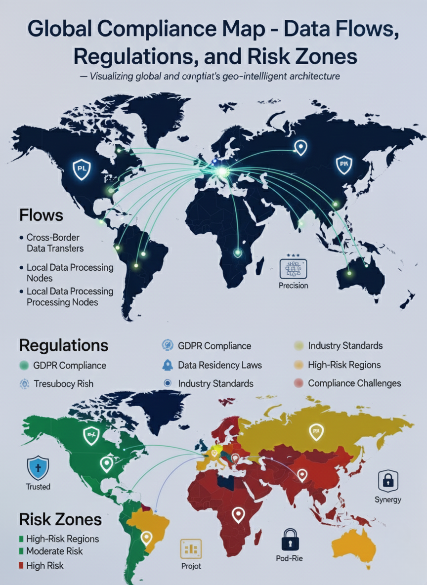 Global Compliance Map – Data Flows, Regulations, and Risk Zones